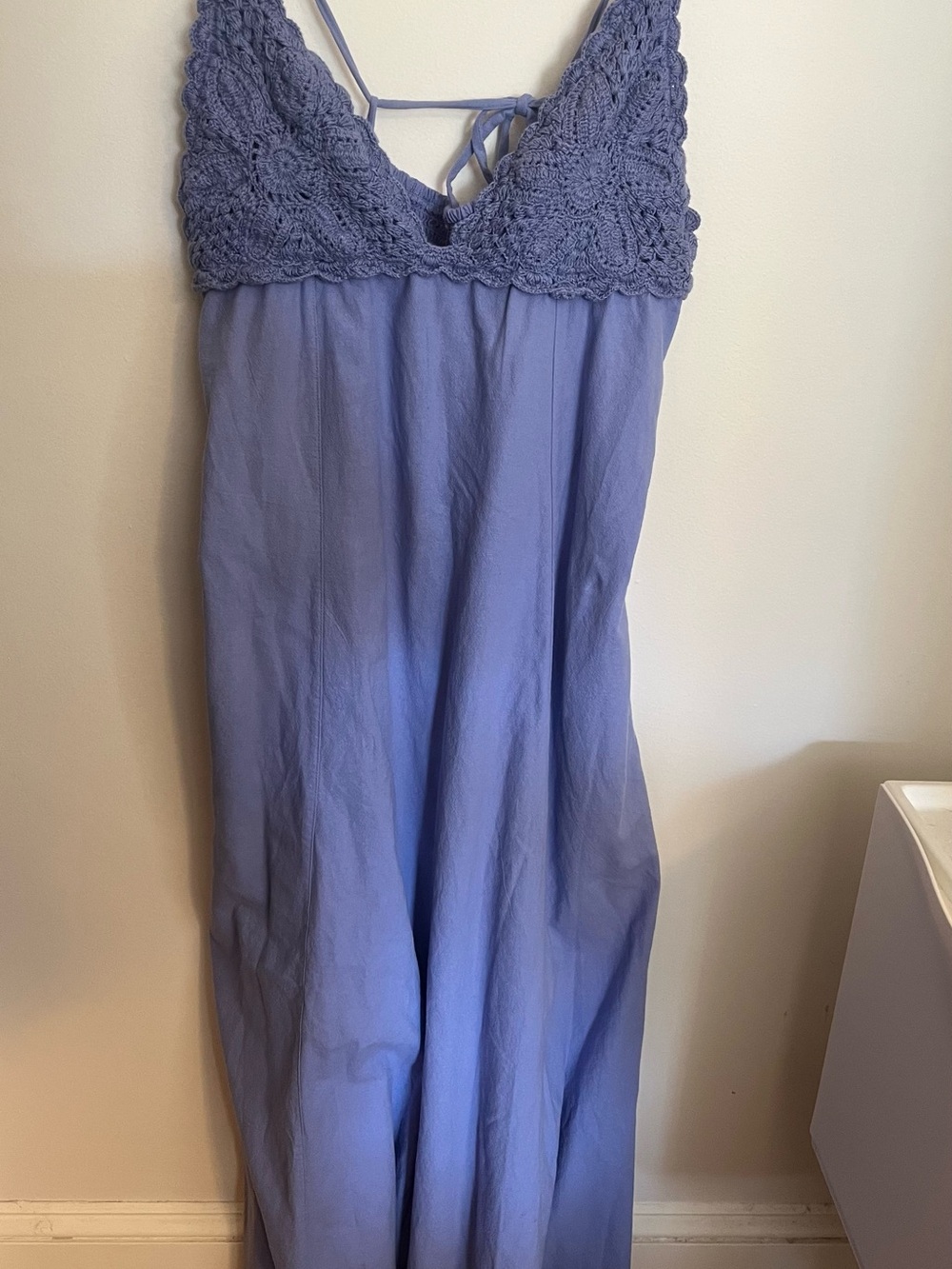 Free People Lavender Crochet & Linen Maxi Dress